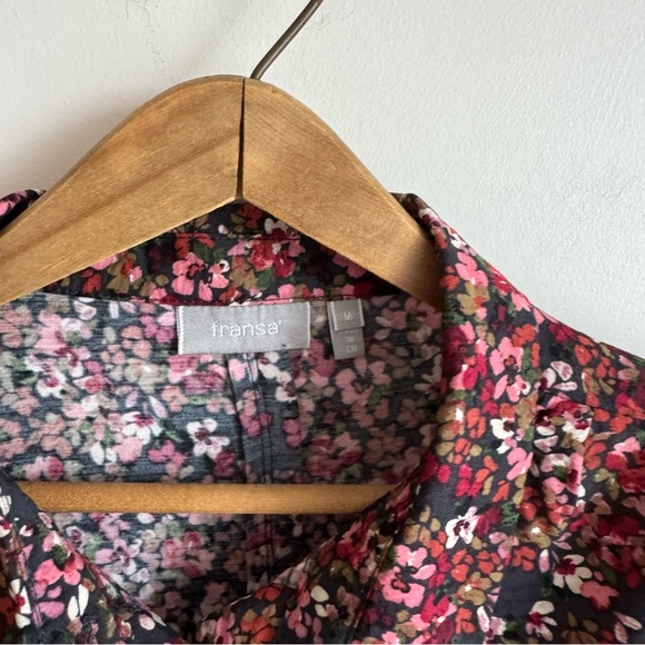 Fransa Frisa Blouse Size M Floral Print Bordeaux - Picture 10 of 14